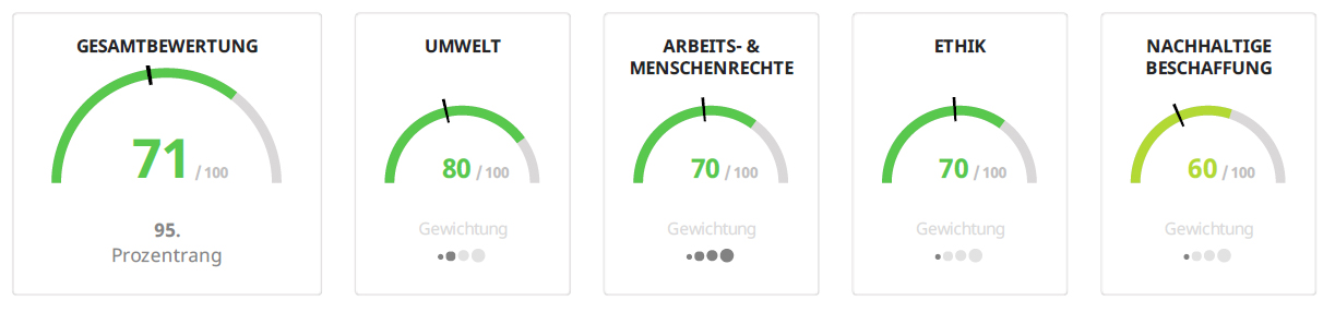 Scorecards CAS AG EcoVadis Scorecards für CAS AG Nachhaltigkeit