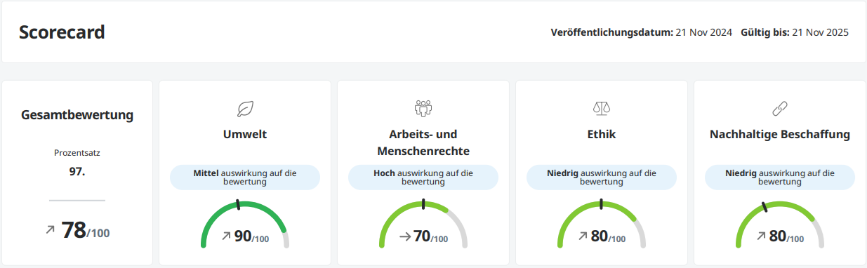 Scorecard 2024 EcoVadis Scorecard-Bewertung der CAS AG 2024