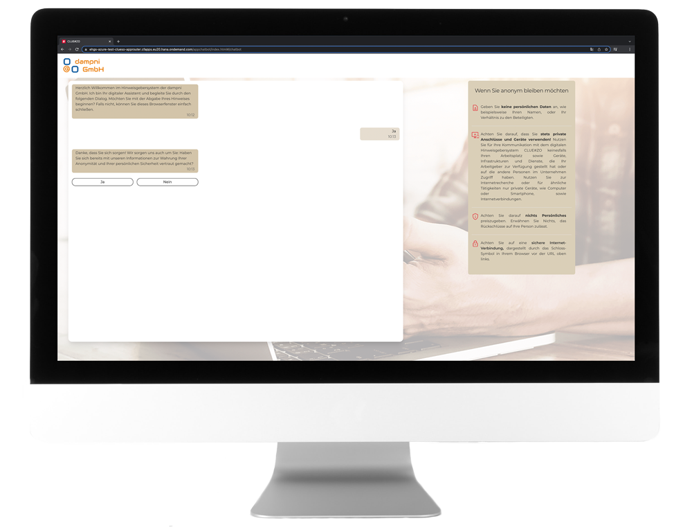 Einblick in CLUE#ZO Digitales Hinweisgebersystem